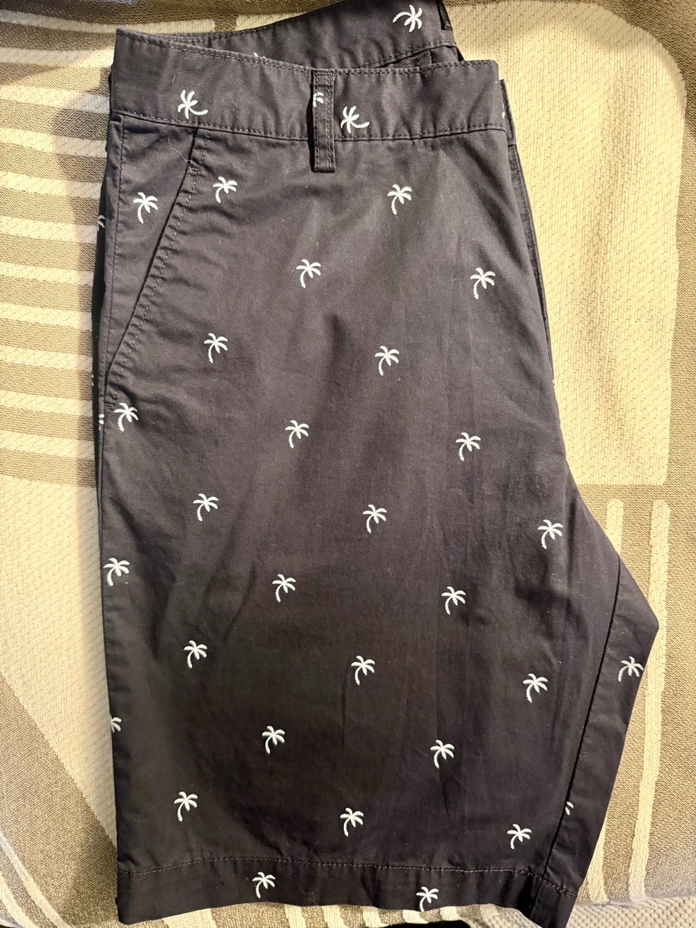 H&M Black Chino Shorts with White Palm Print
